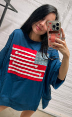 Flag boxy tee patchwork 4th of july best seller