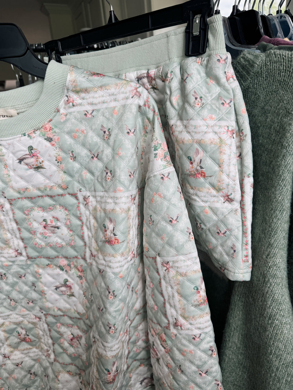Vintage mallard duck quilted short set