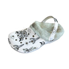 White & Black highland cow Women's Classic Clogs with Fleece 15-20 Business day turnaround time