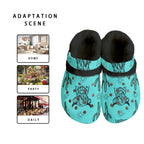 Turquoise & black highland cow Women's Classic Clogs with Fleece 15-20 Business day turnaround time