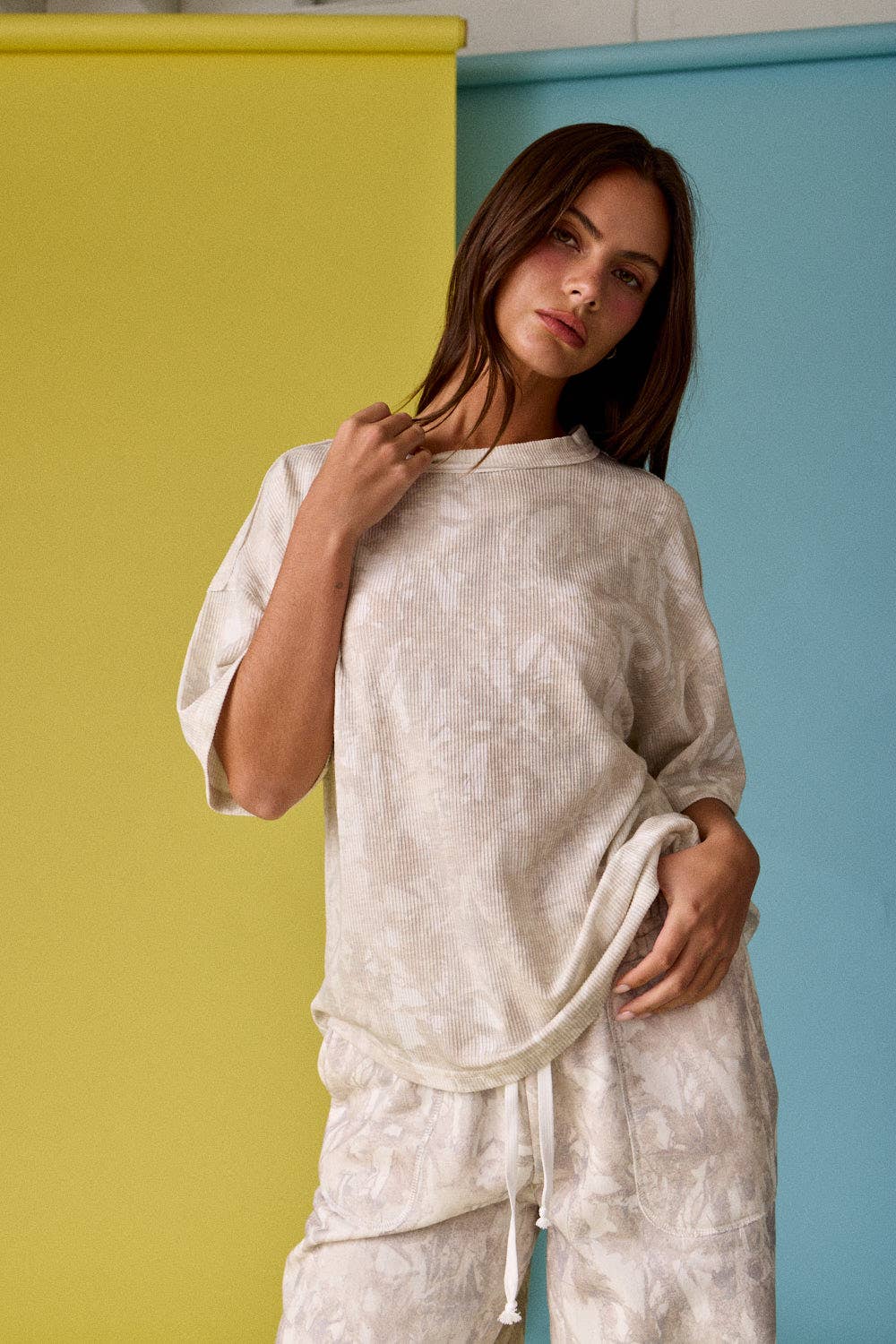 PT51002 - CAMO RIBBED LOOSE FIT SHIRT