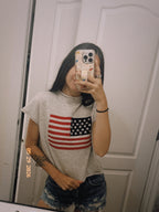 Americana Breeze Knit Top | Vintage American Flag Lightweight Knit Shirt