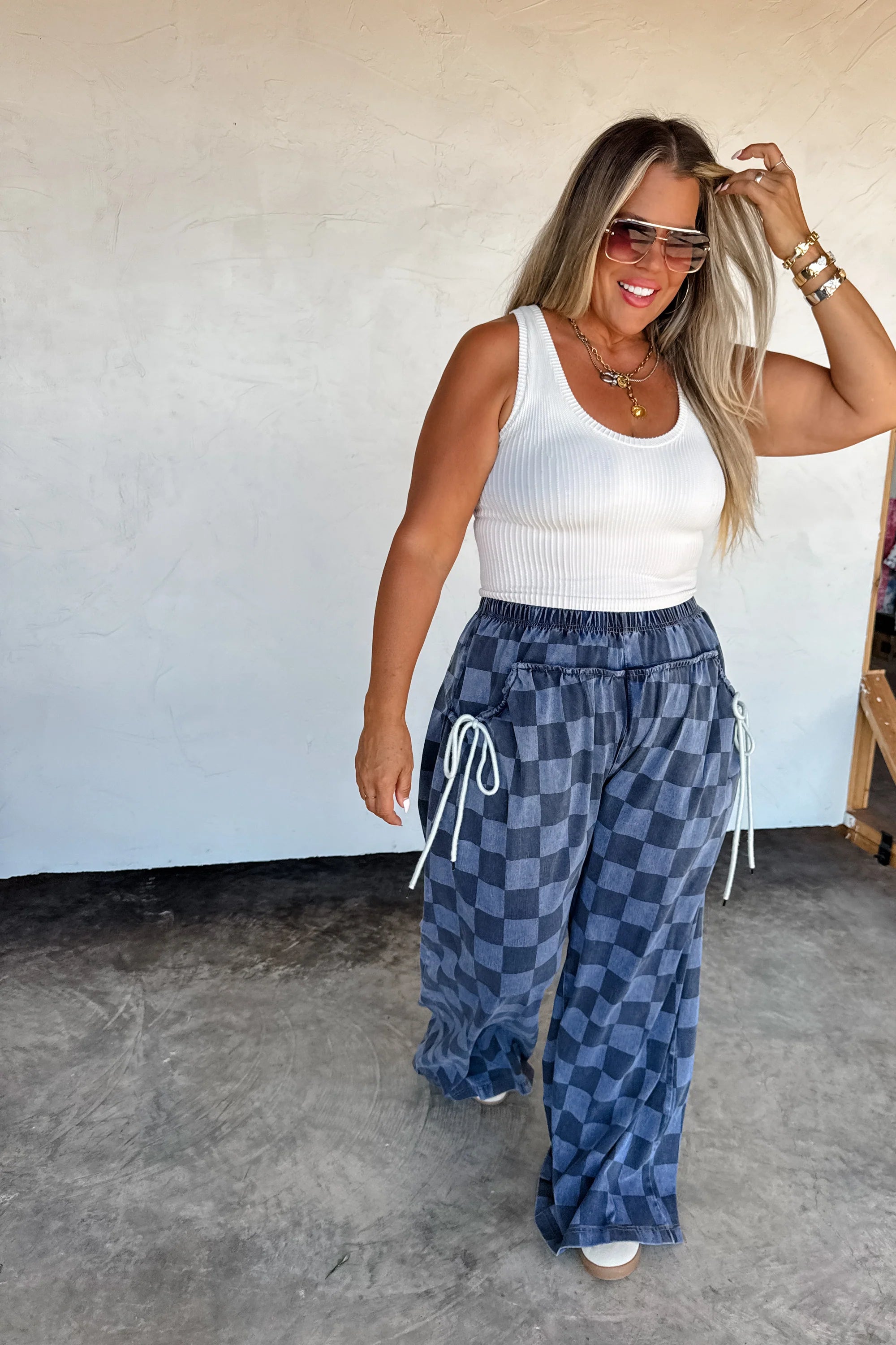 PREORDER- GO WITH THE FLOW CHECKER PANTS