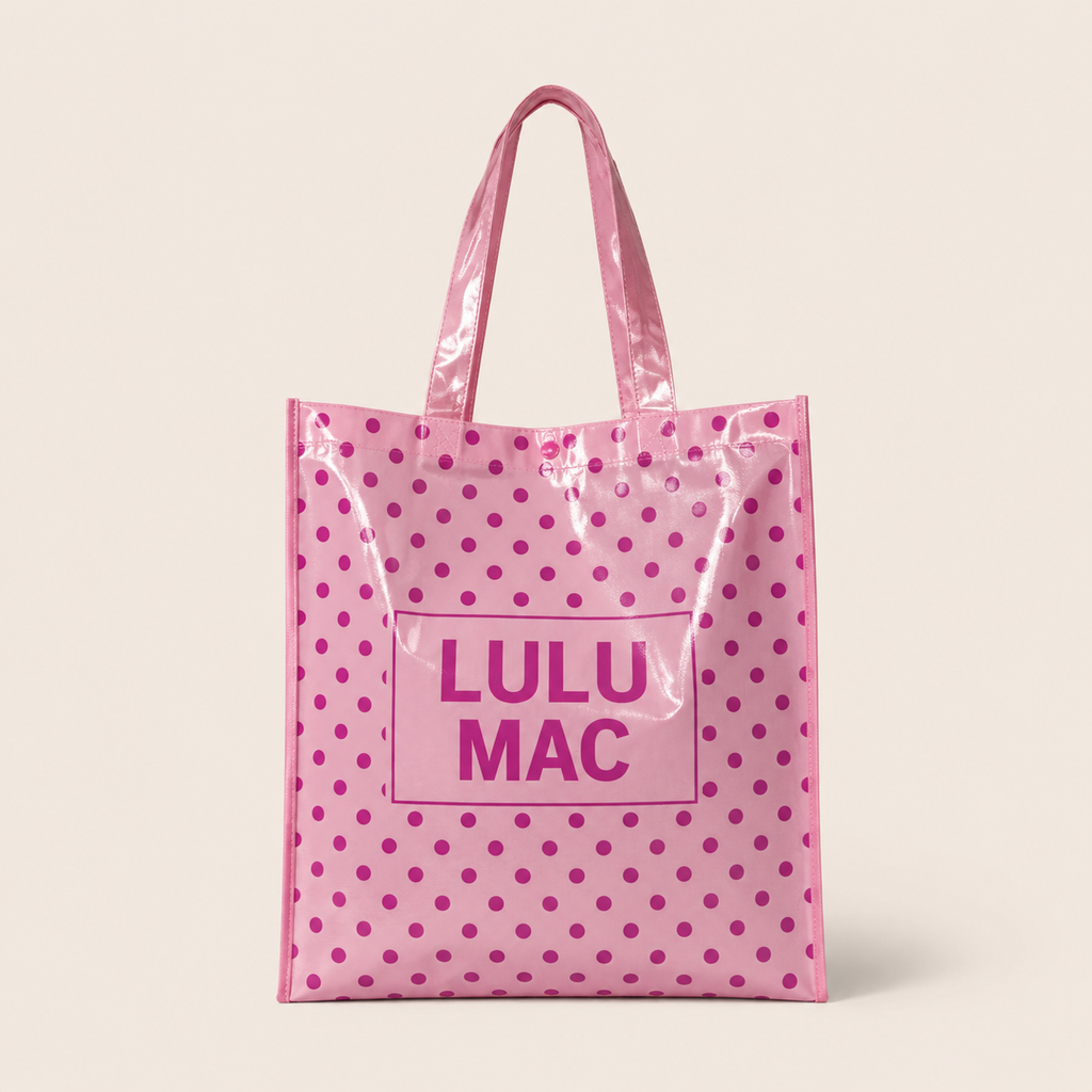 LM-BG-1004 REUSABLE TOTE-LIGHT PINK HOT PINK DOT