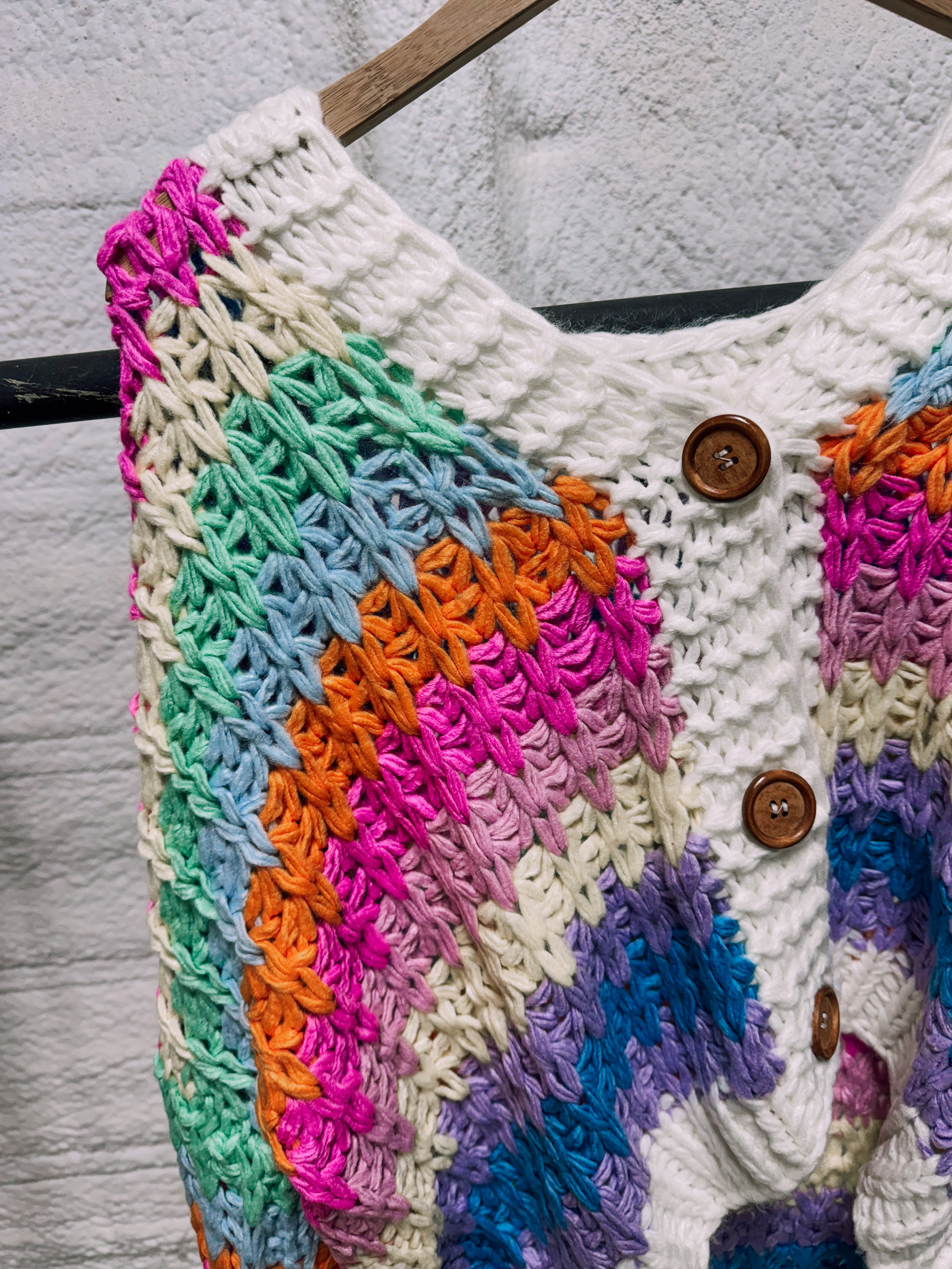 Rainbow Chunky Knit Oversized Cardigan