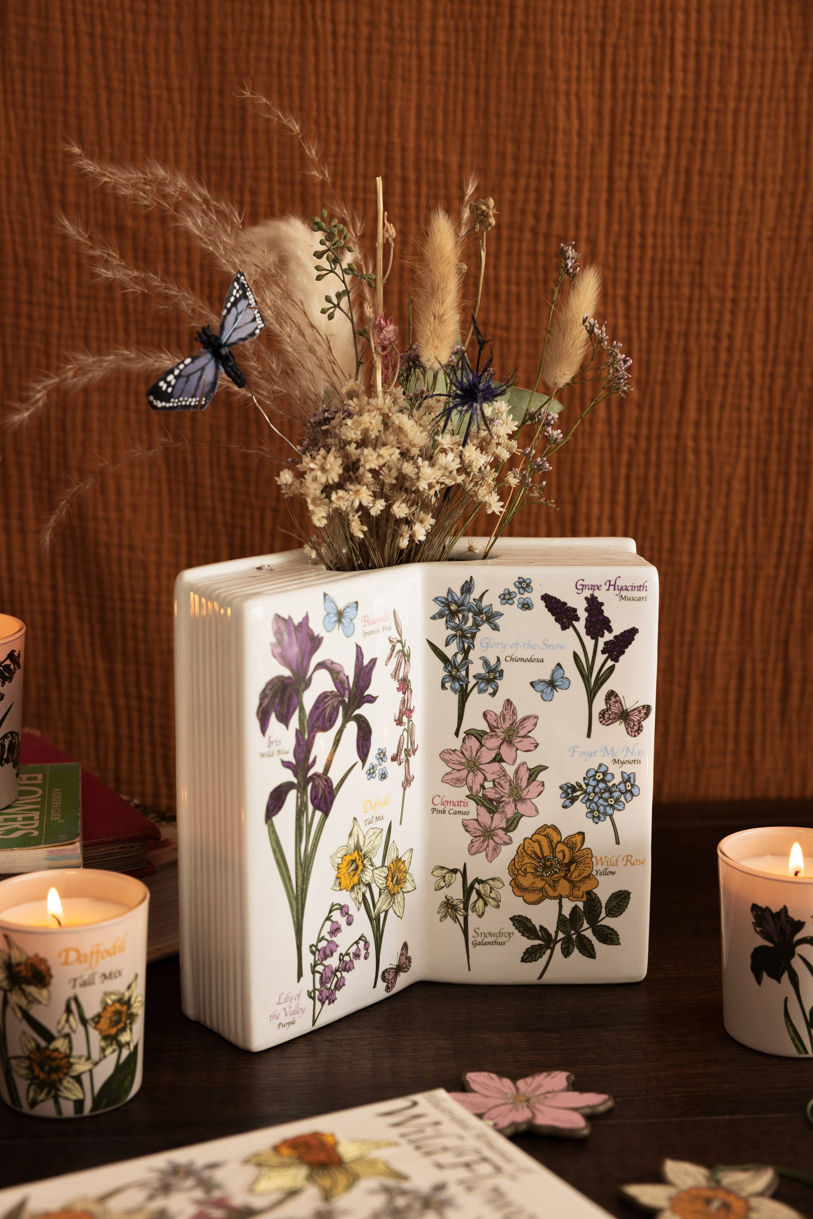 Open Book Vase, Wildflowers