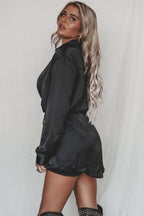 Giving Beverly Hills Satin Button Up Romper Dress
