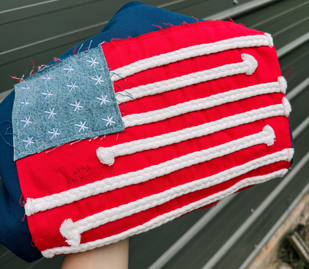 Flag boxy tee patchwork 4th of july best seller