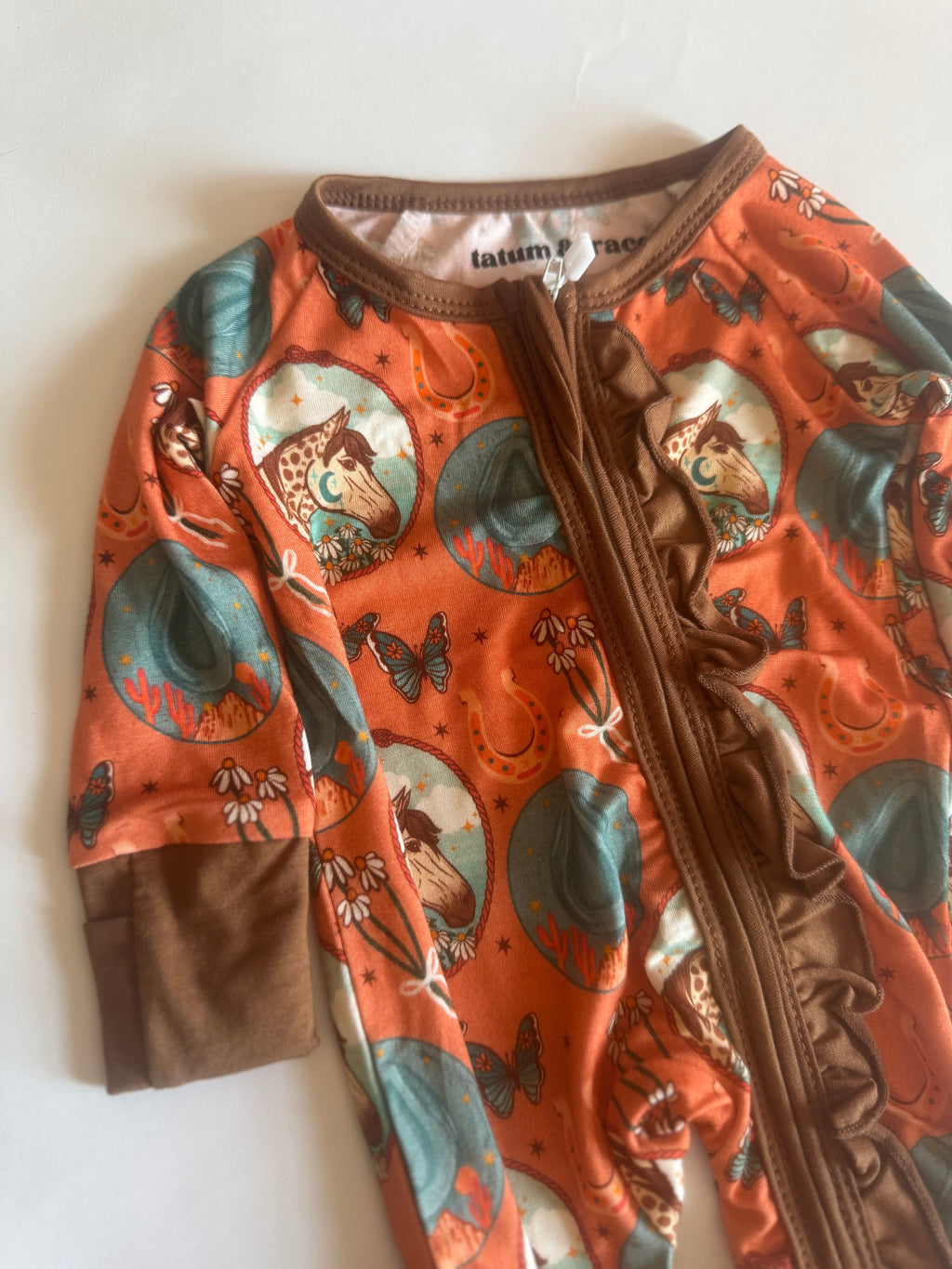 Peach Pony Ruffle Bamboo Sleeper