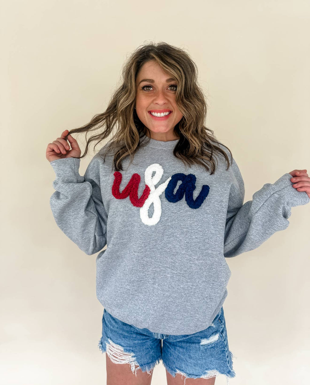 USA Yarn Embroidered Crew 