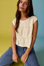 PT19606 Striped Tiered Seam Sleeveless Stripe Top