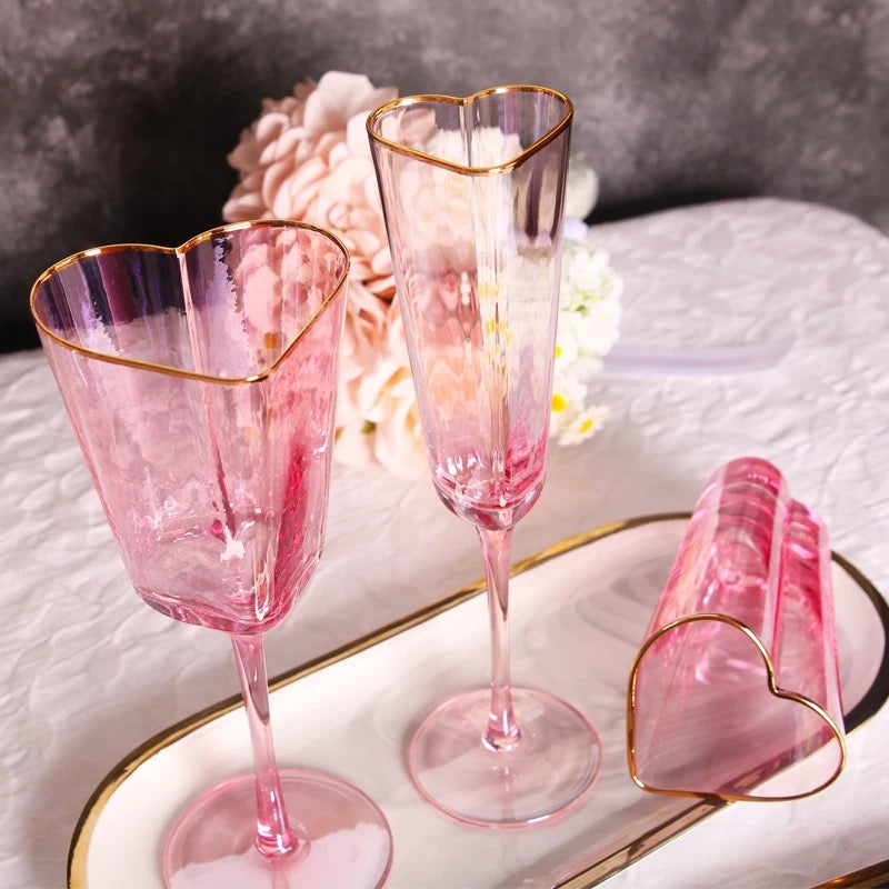 Heart shape wine, Champagne, & Regular glasses PRE ORDER (WILL SHIP END OF FEB)