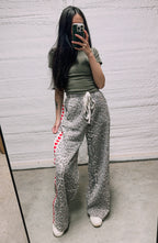 Leopard Print Heart Side Stripe Sweatpants