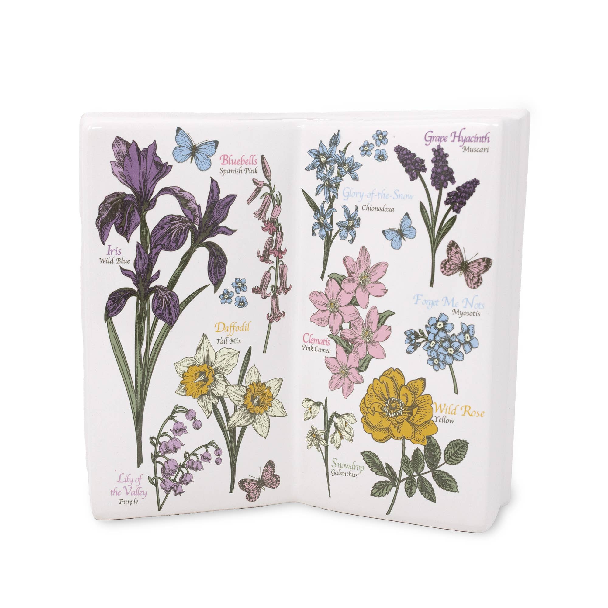 Open Book Vase, Wildflowers