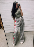 Leopard Print Heart Side Stripe Sweatpants