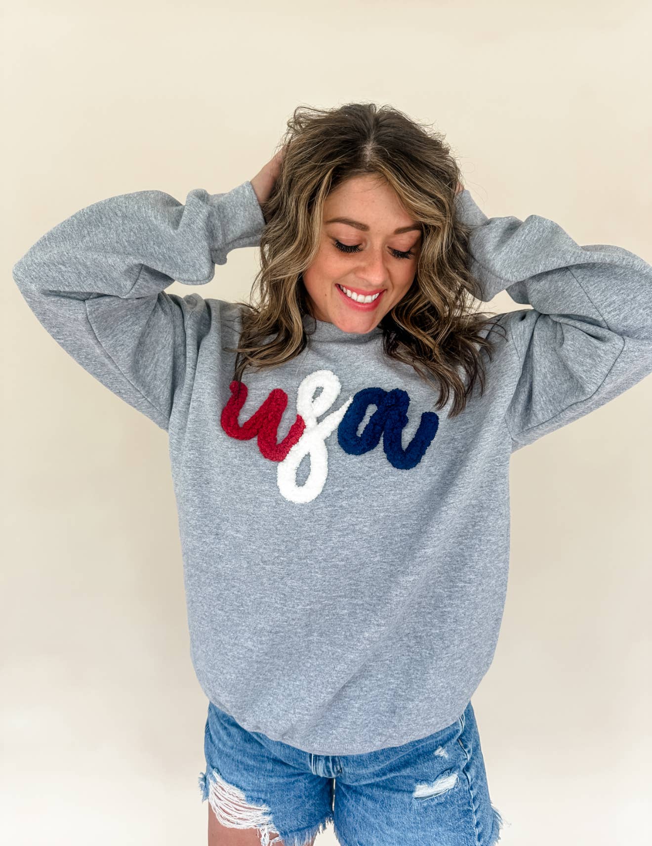 USA Yarn Embroidered Crew 