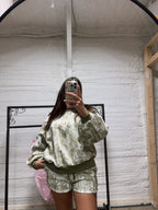 Olive Camo Lounge Short Set | Camouflage Matching Set | Women’s Two Piece Outfit | Casual Summer Comfy Set