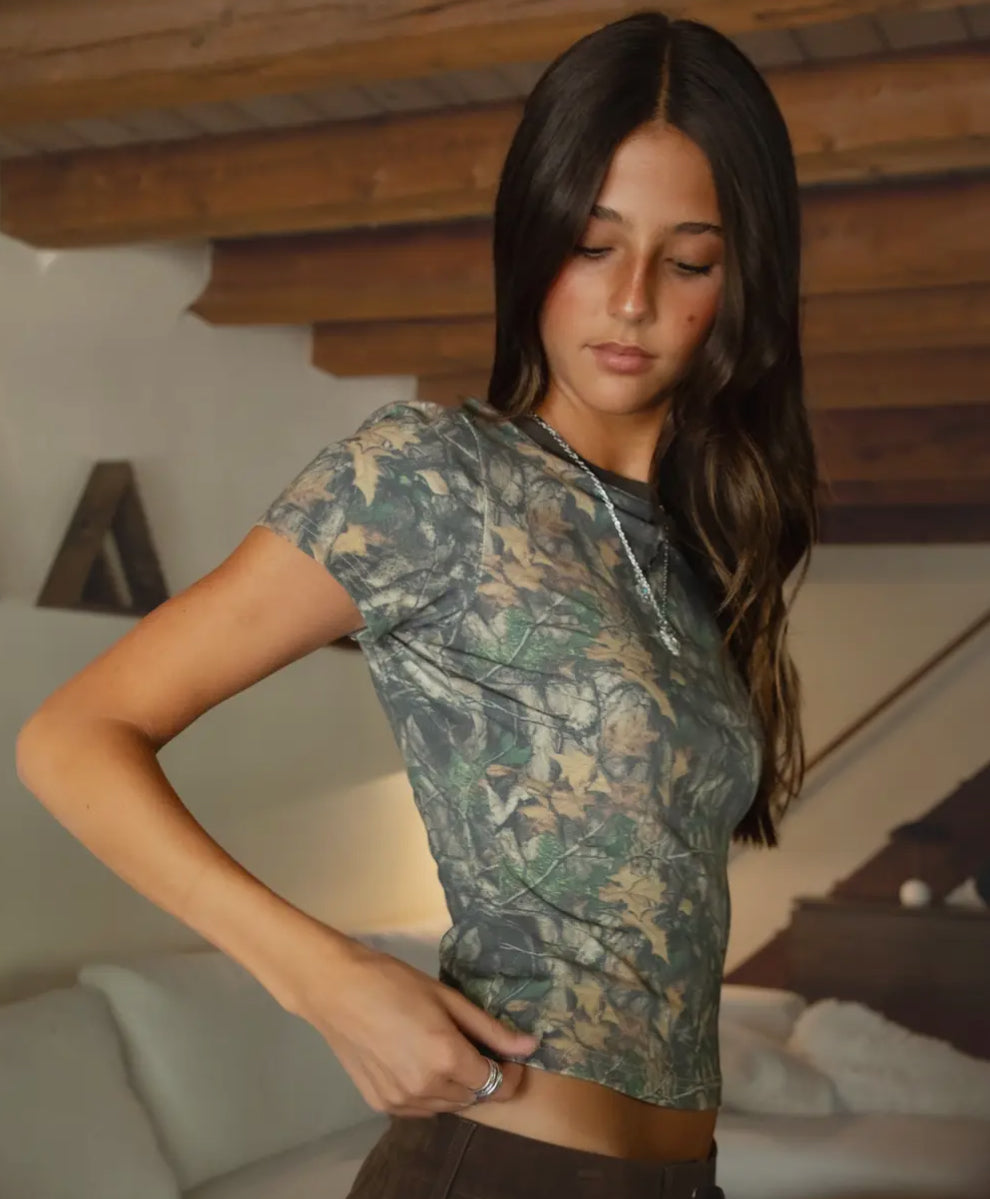 PRE ORDER dark camo cropped tee / ETA 2 weeks