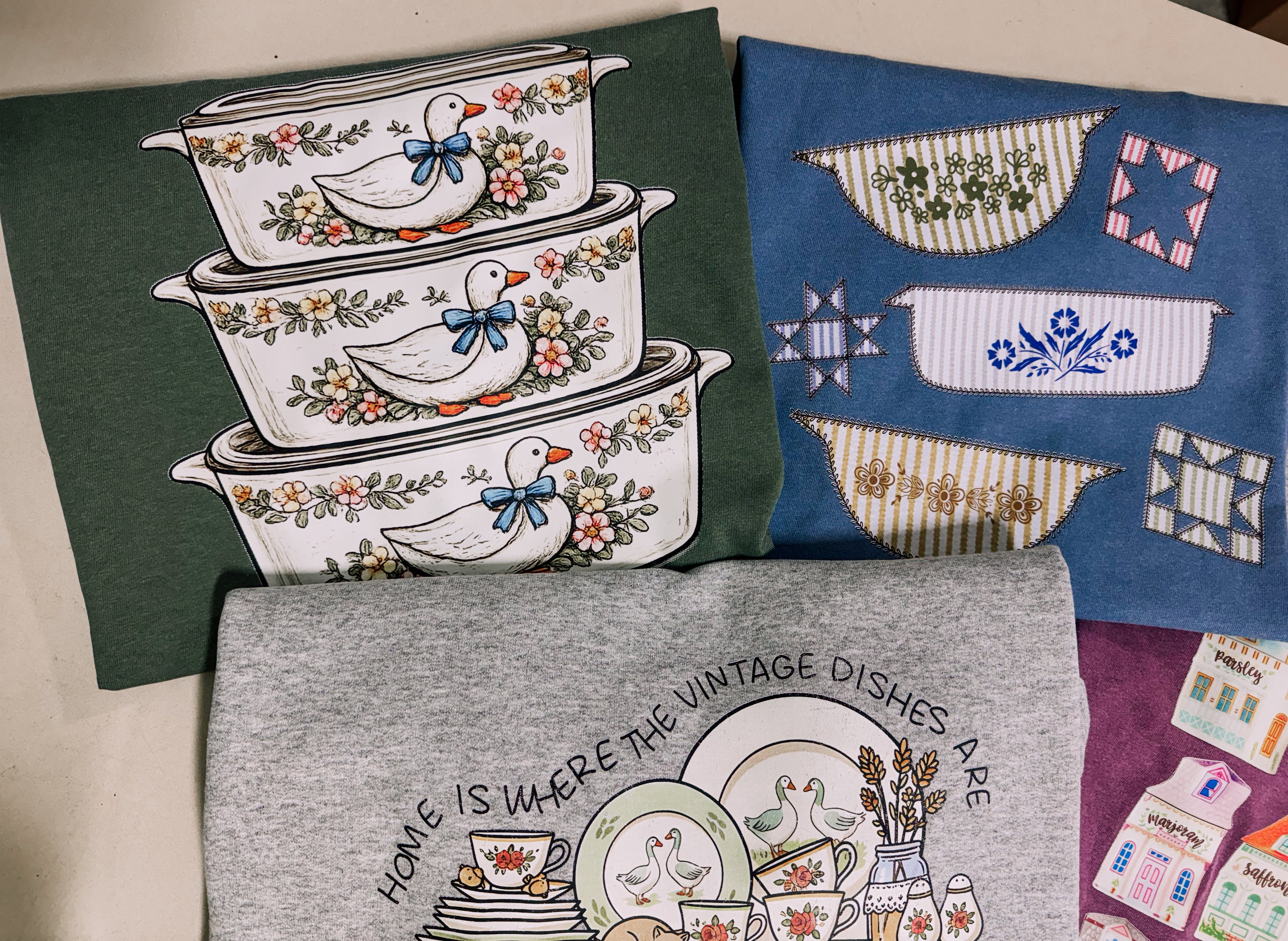 Thrifty, vintage designs surprise tee or crew   - WE DESIGN IT