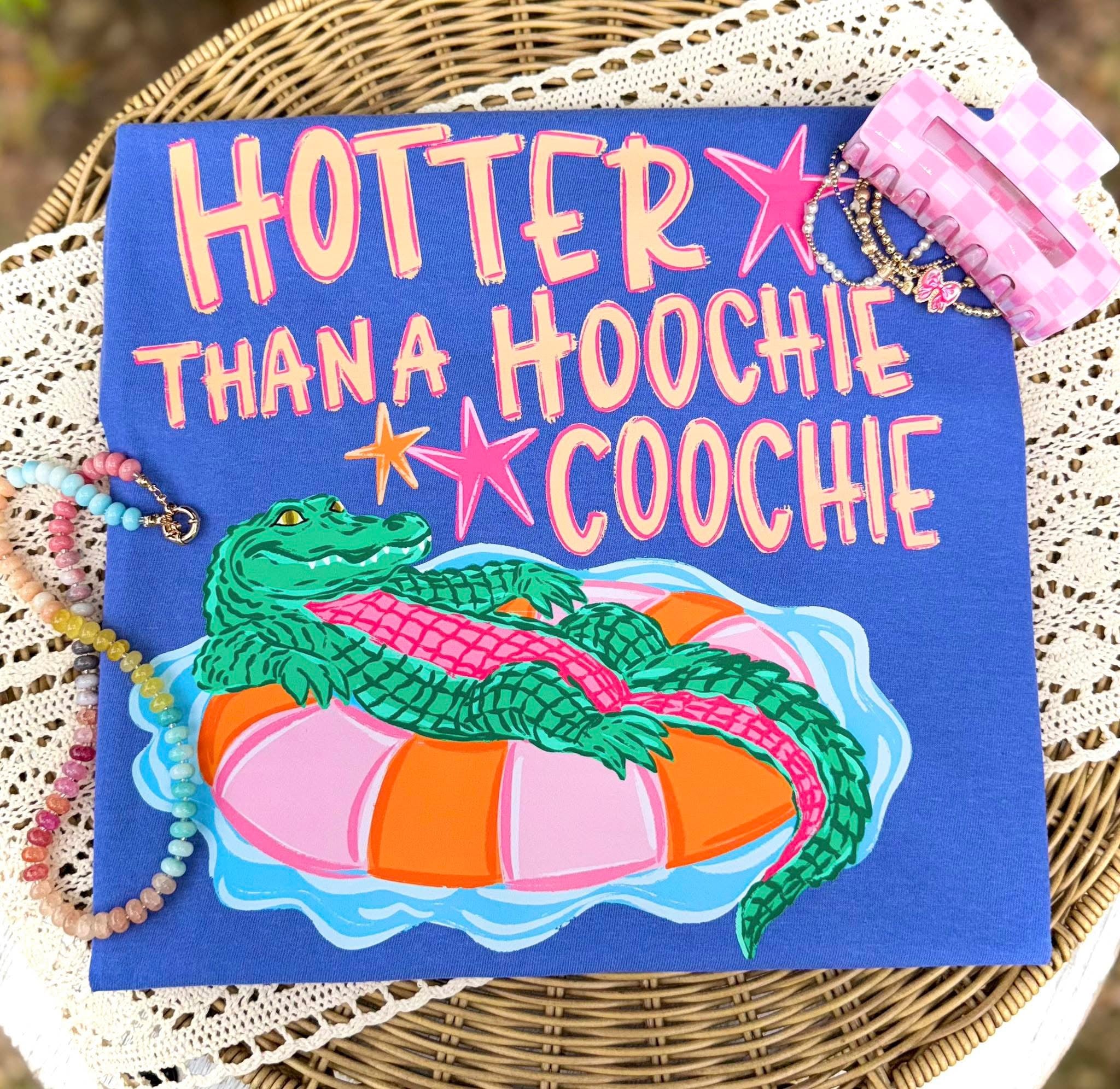 Hotter Than a Hoochie Coochie Graphic Tee | Funny Southern Summer Gator Shirt