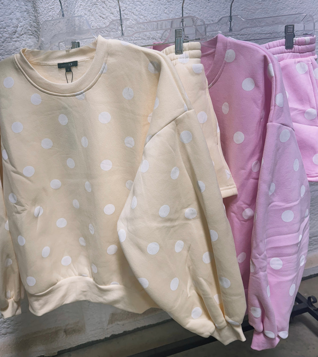 Polka Dot Lounge Short Set | Matching Two Piece Outfit | Casual Comfy Women’s Set