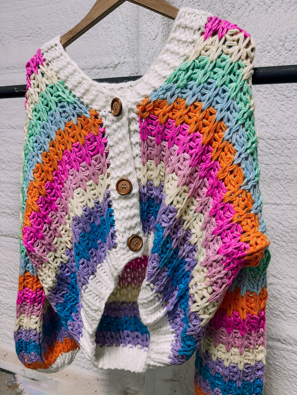 Rainbow Chunky Knit Oversized Cardigan
