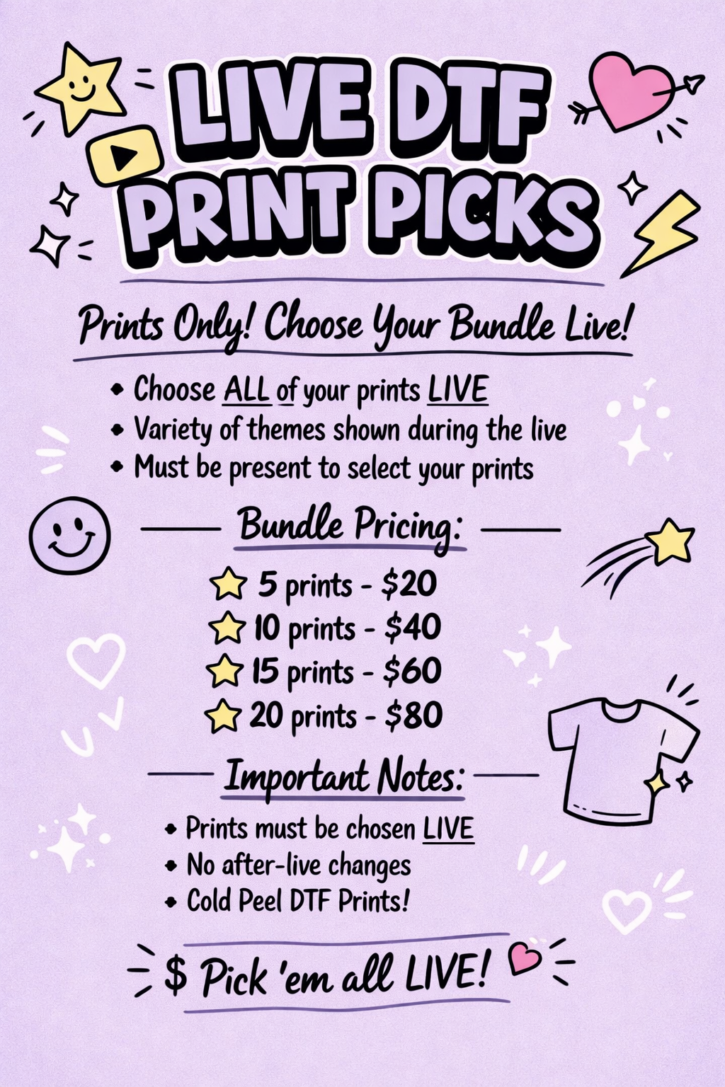 LIVE CHOOSE YOUR OWN DTF PRINT PICKS