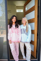 Latte - Pink Vintage V-Neck Sweatshirt