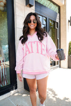 Latte - Pink Vintage V-Neck Sweatshirt