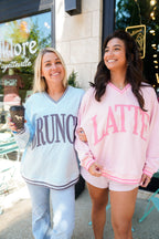 Latte - Pink Vintage V-Neck Sweatshirt