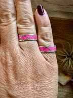 Pink Opal Inlay Band Ring – Sterling Silver  – Sizes 6.5 & 7.5