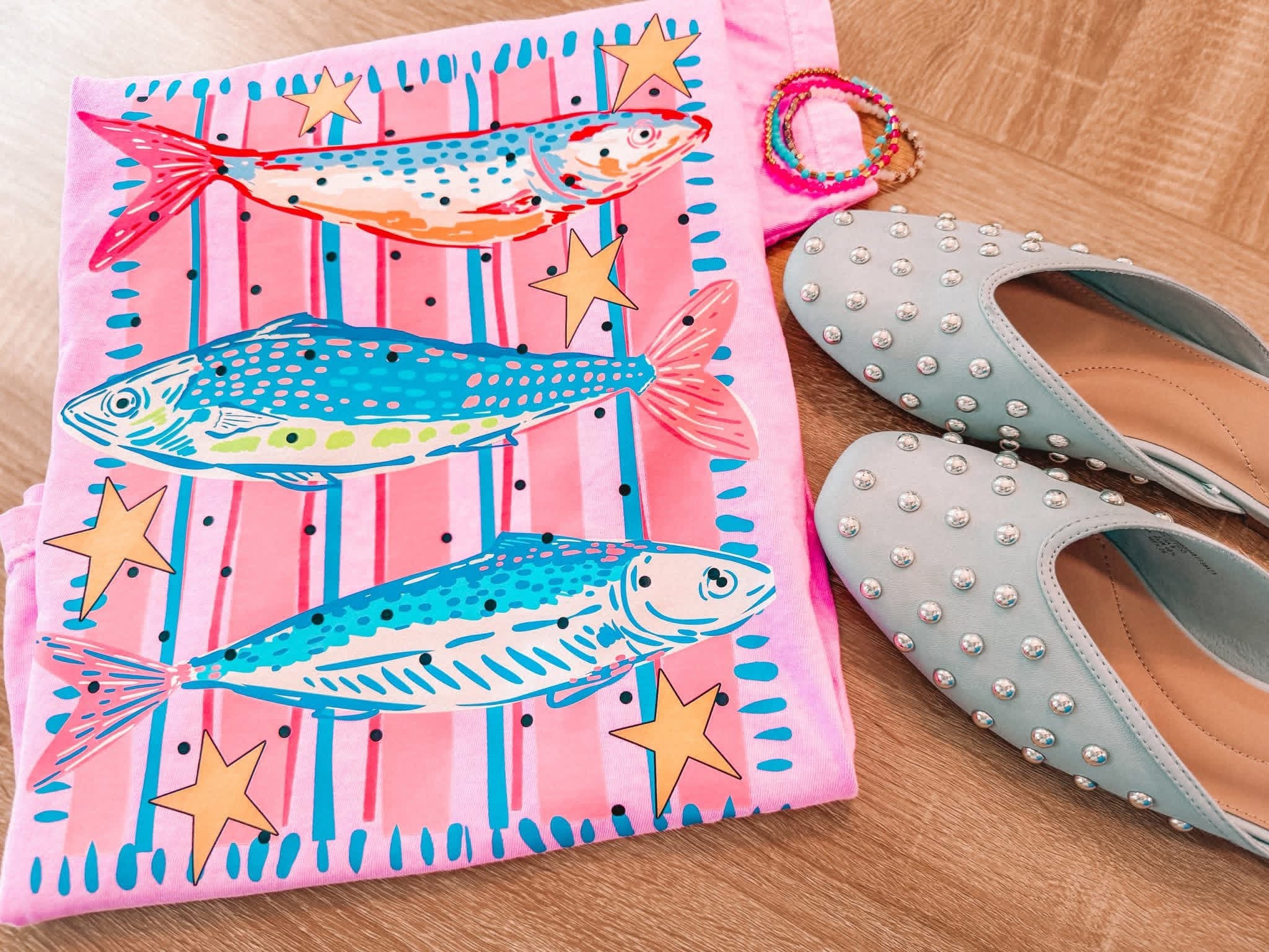 Colorful Coastal Fish Graphic Tee | Southern Beachy Summer Shirt | Bright Serape Fish Tee | Boutique Graphic T-Shirt