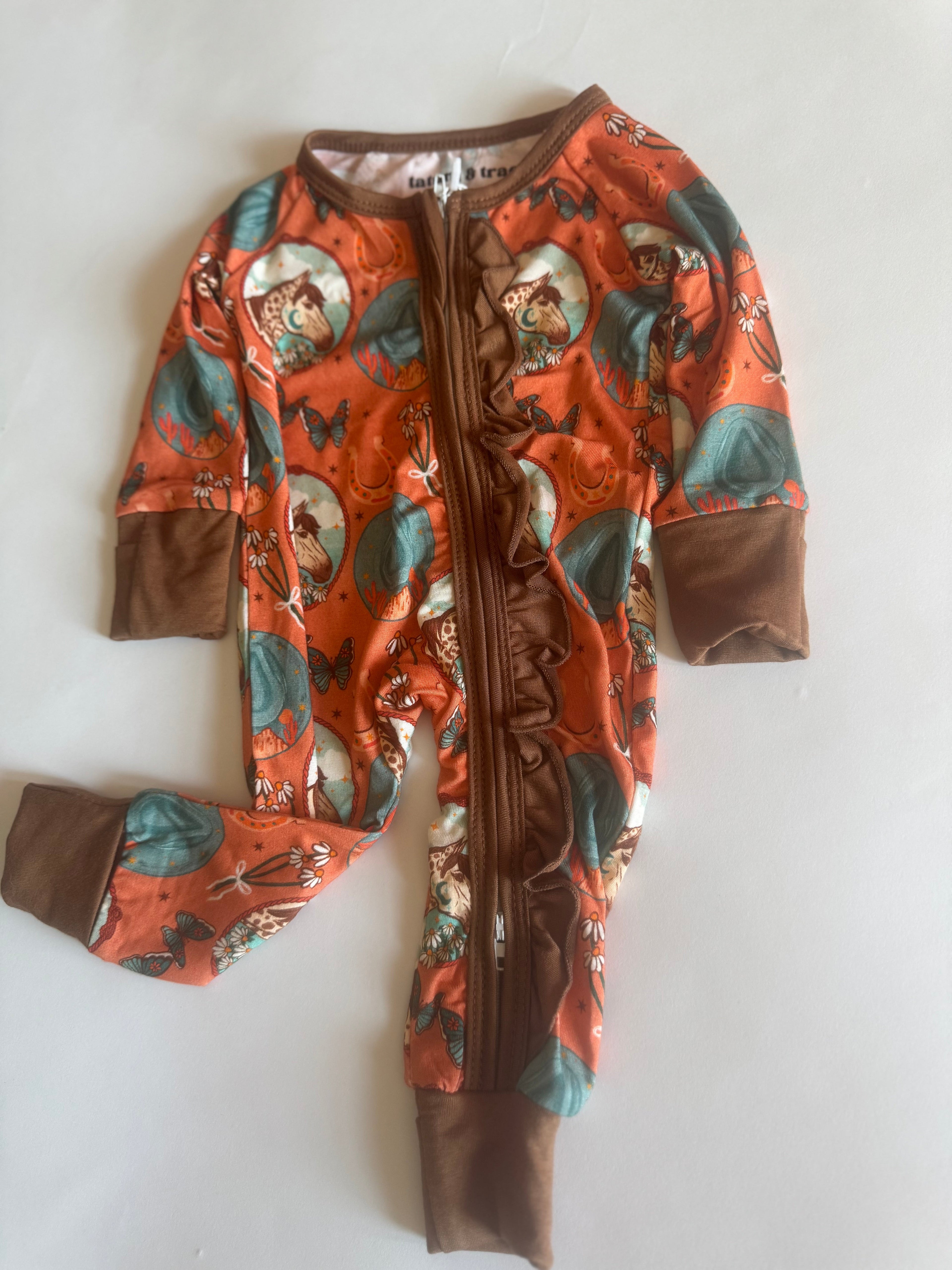 Peach Pony Ruffle Bamboo Sleeper