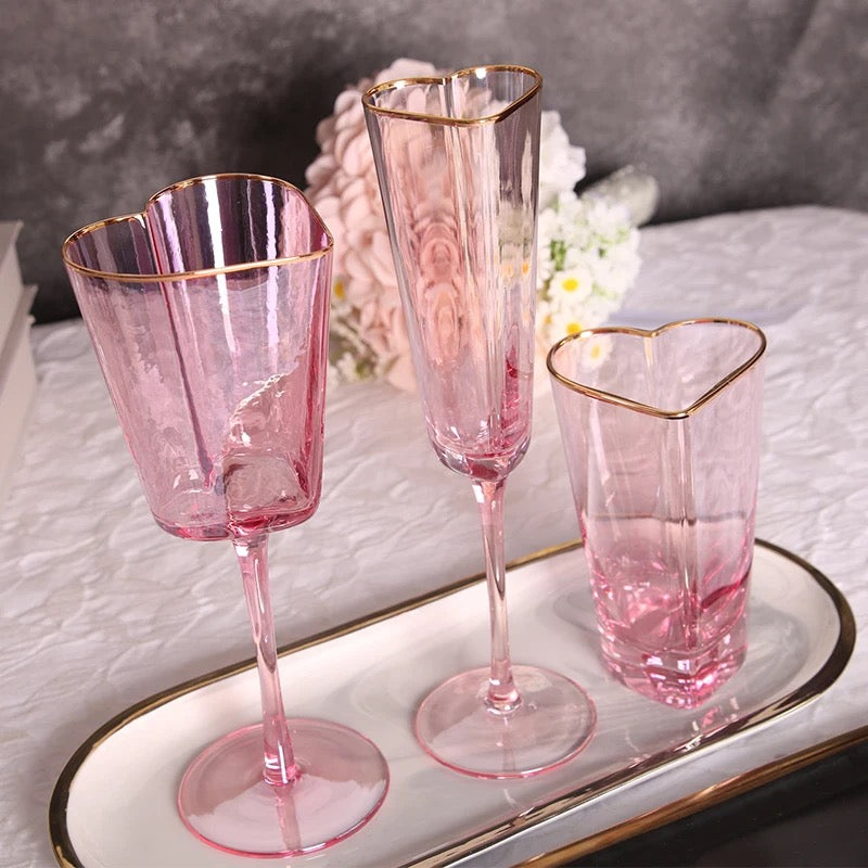 Heart shape wine, Champagne, & Regular glasses PRE ORDER (WILL SHIP END OF FEB)