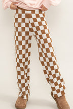 Checkered stretchy ribbed pants