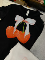 Trendy Cherry Soft Girl Era Pink Bow Aesthetic coquette  ribbed cropped baby tee women's sizing