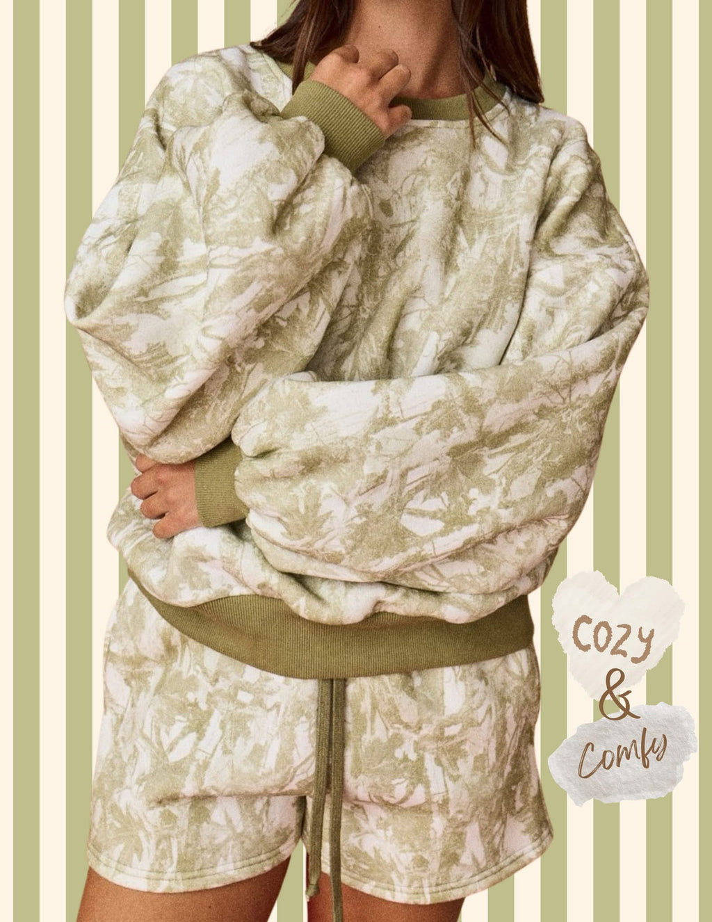 Olive Camo Lounge Short Set | Camouflage Matching Set | Women’s Two Piece Outfit | Casual Summer Comfy Set