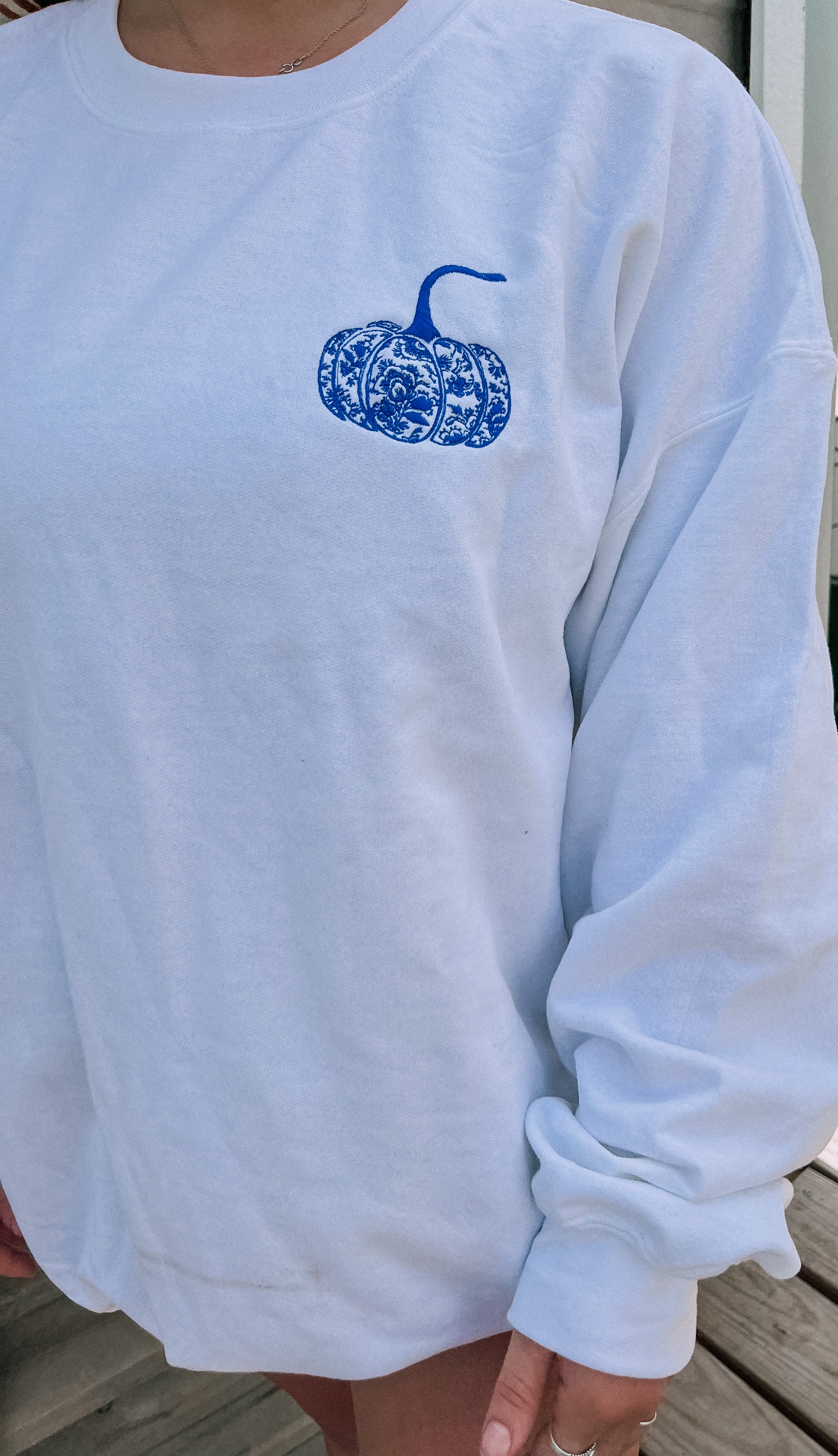 Blue vintage floral pumpkin sweatshirt
