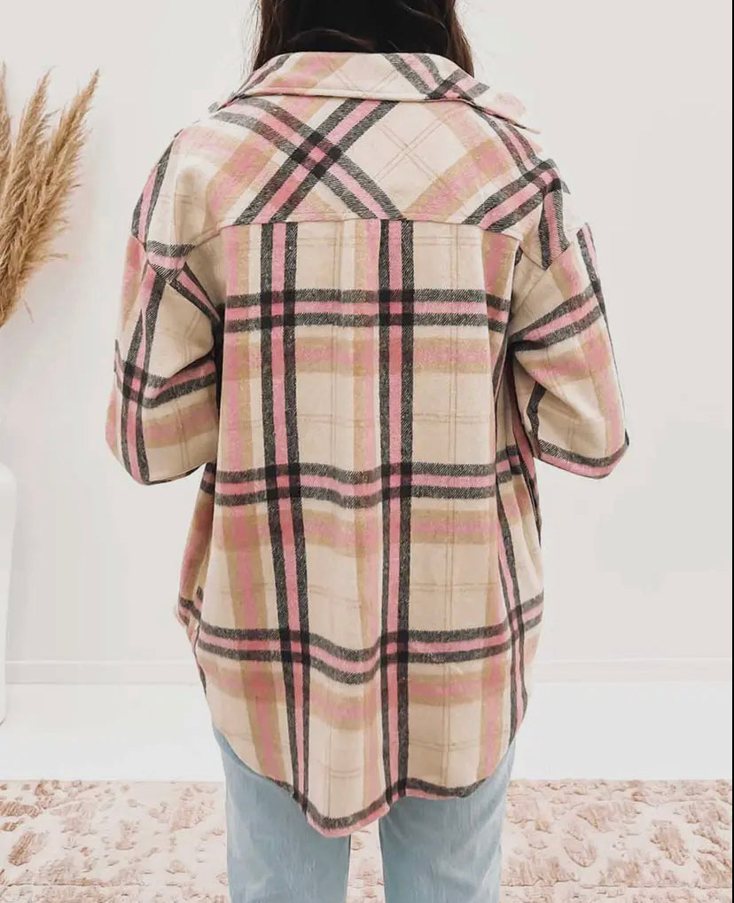 Pink plaid shacket PRE ORDER (ETA DEC 8TH)