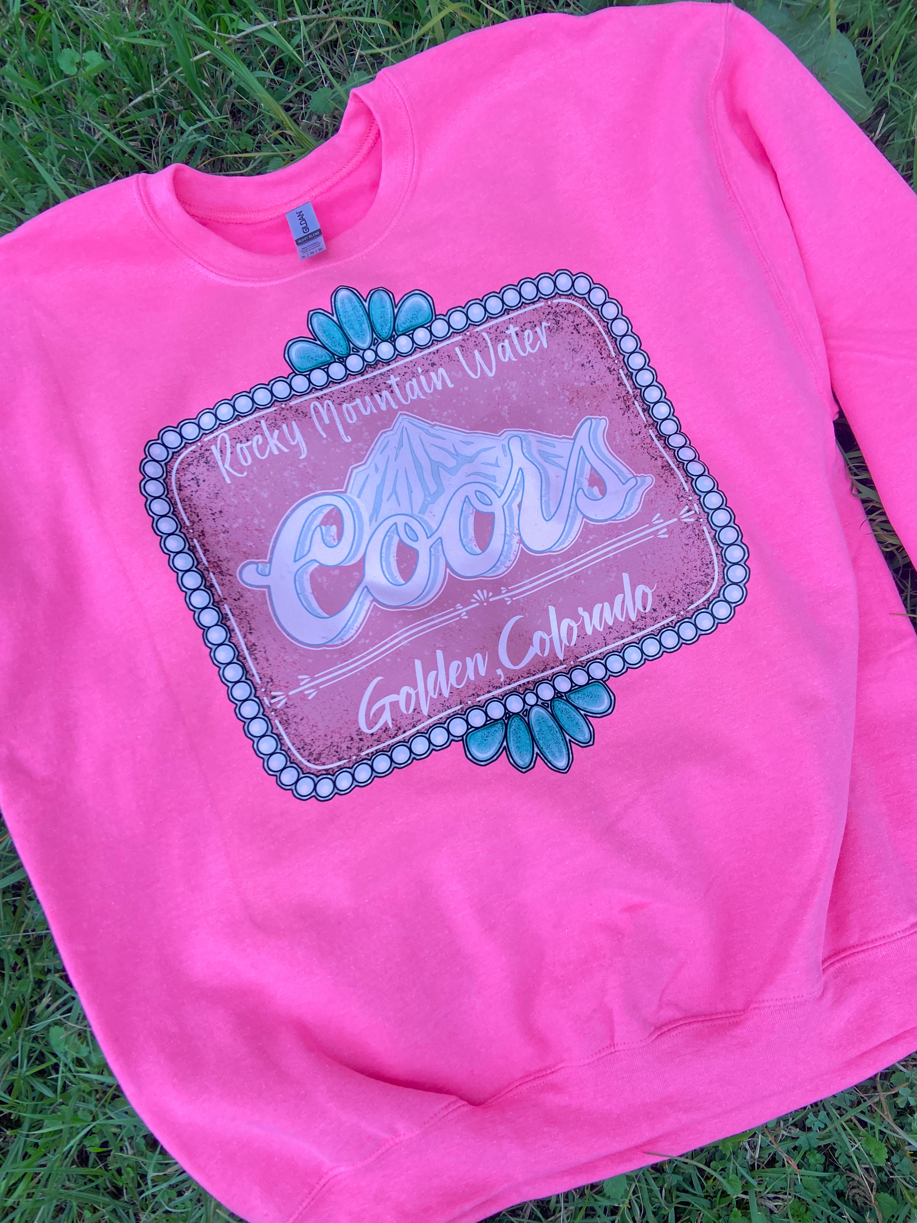 MOUNTAIN hot pink BEER design tee or Sweatshirt