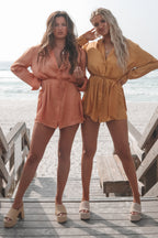 Giving Beverly Hills Satin Button Up Romper Dress