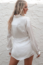 Giving Beverly Hills Satin Button Up Romper Dress