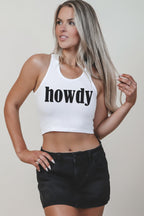 Howdy Fitted Cropped Rodeo Tank Top