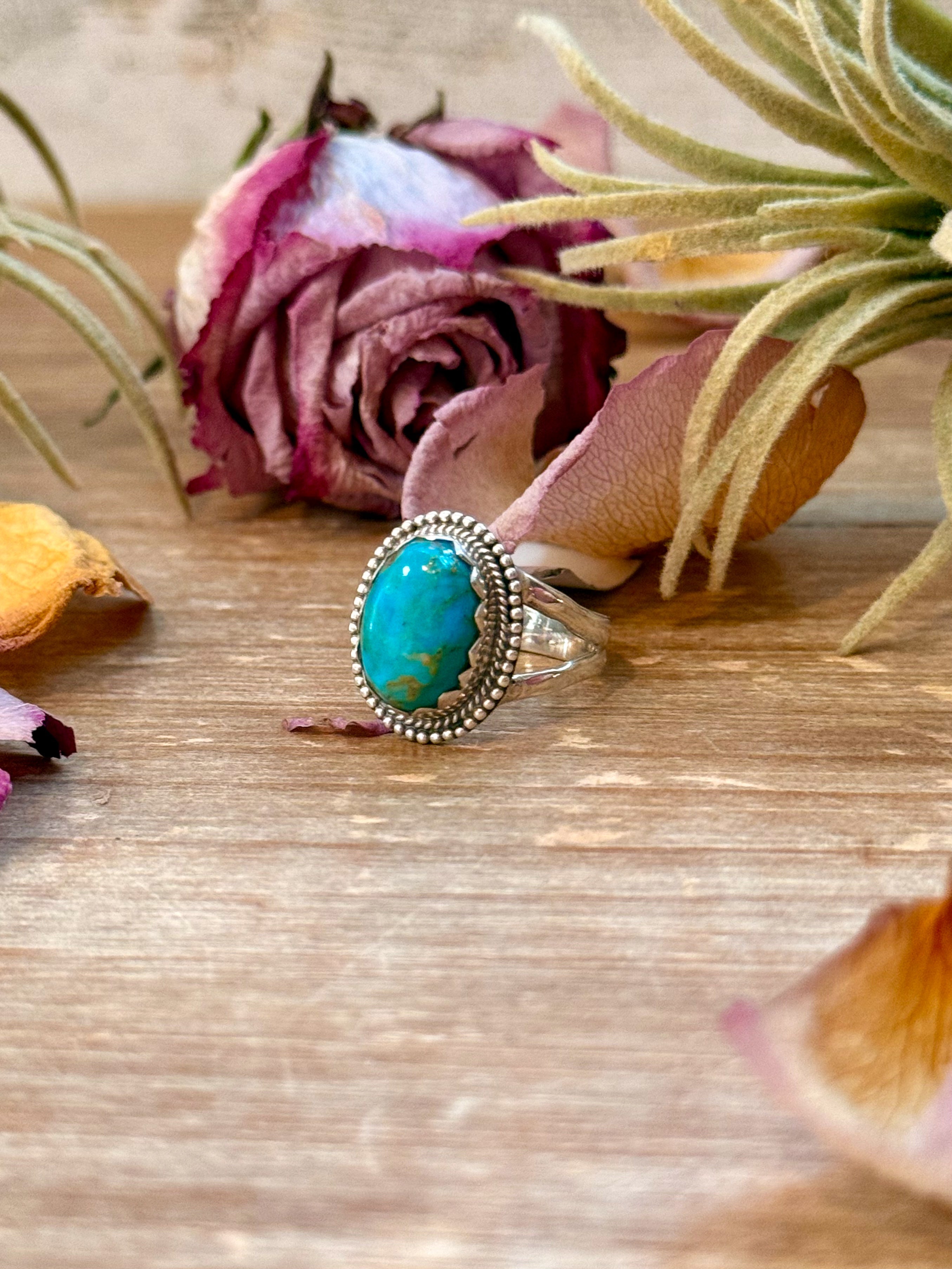 Kingman Turquoise Sterling Silver Ring – Size 8.5
