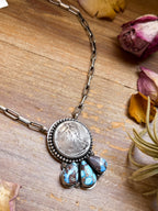 Sterling Silver Liberty Coin Necklace with Golden Hill Turquoise – 16” – 1945 Coin