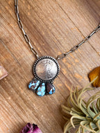 Sterling Silver Liberty Coin Necklace with Golden Hill Turquoise – 16” – 1945 Coin