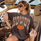 Howdy Pumpkin Graphic Tee | Fall Western Shirt | Gingham Pumpkin Comfort Colors T-Shirt