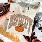 Howdy Pumpkin Graphic Tee | Fall Western Shirt | Gingham Pumpkin Comfort Colors T-Shirt