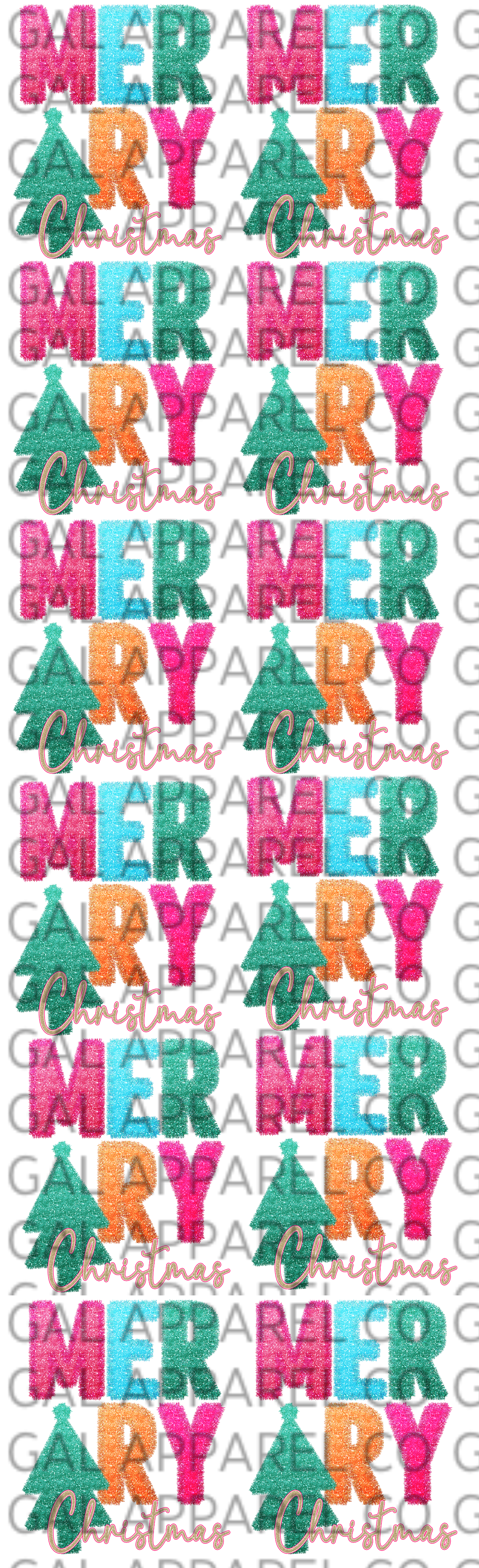 Merry Christmas tinsel PREMADE gang sheet