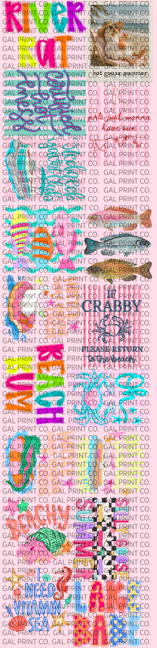 Trendy Summer DTF Gang Sheet – 17 Full Size Beach & Vacation Transfers